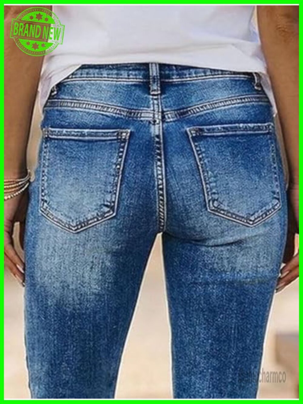 Mid Rise Capri Skinny Jeans Ripped Raw Hem Casual Denim - Picture 2 of 5